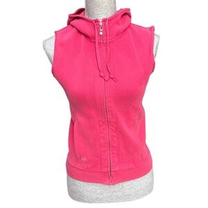 Tommy Bahama Pink Sleeveless Zip-Up Hoodie Sweater Vest Top XS
